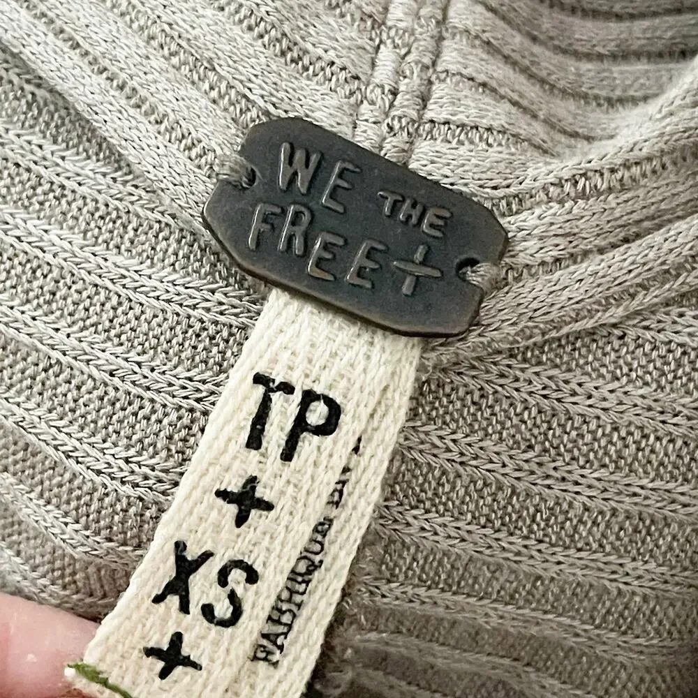 FREE PEOPLE Lover Rib Thermal Long Sleeve Taupe XS